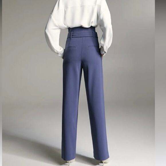 BABATON Power Pant High Waisted Belted Paper Bag Dress Pant Dive Blue Size 2 - Picture 3 of 13